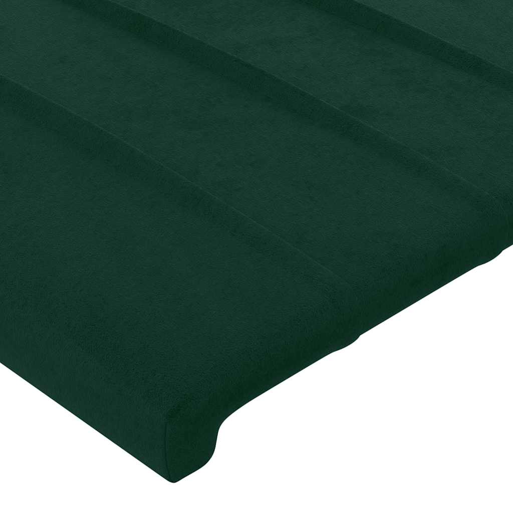 sötétzöld bársony LED-es fejtámla 180x5x118/128 cm