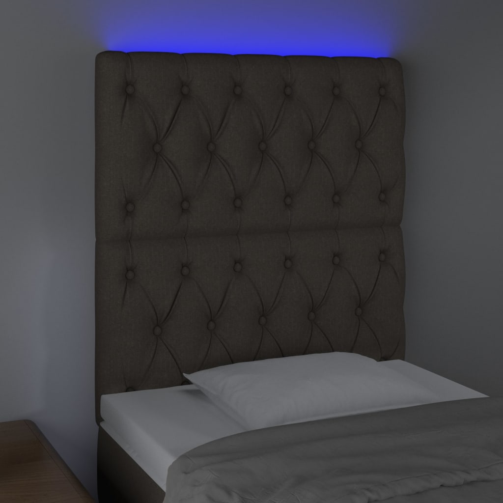 tópszínű szövet LED-es fejtámla 80x7x118/128 cm