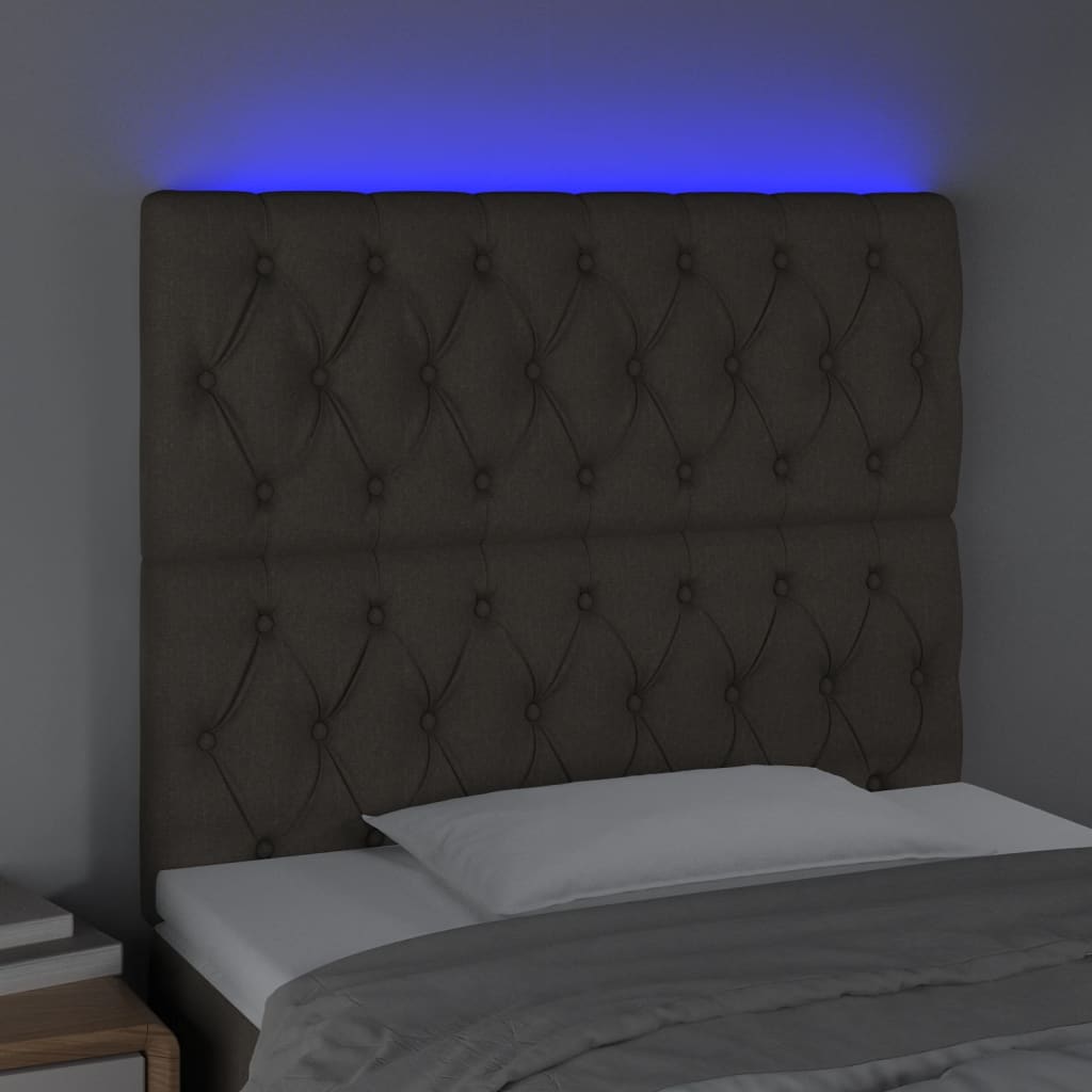 tópszínű szövet LED-es fejtámla 90x7x118/128 cm