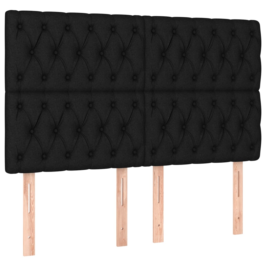 fekete szövet LED-es fejtámla 144x7x118/128 cm