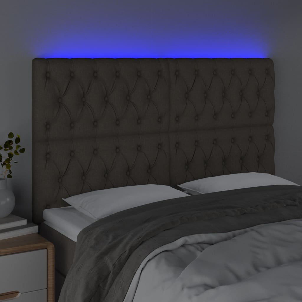 tópszínű szövet LED-es fejtámla 160x7x118/128 cm
