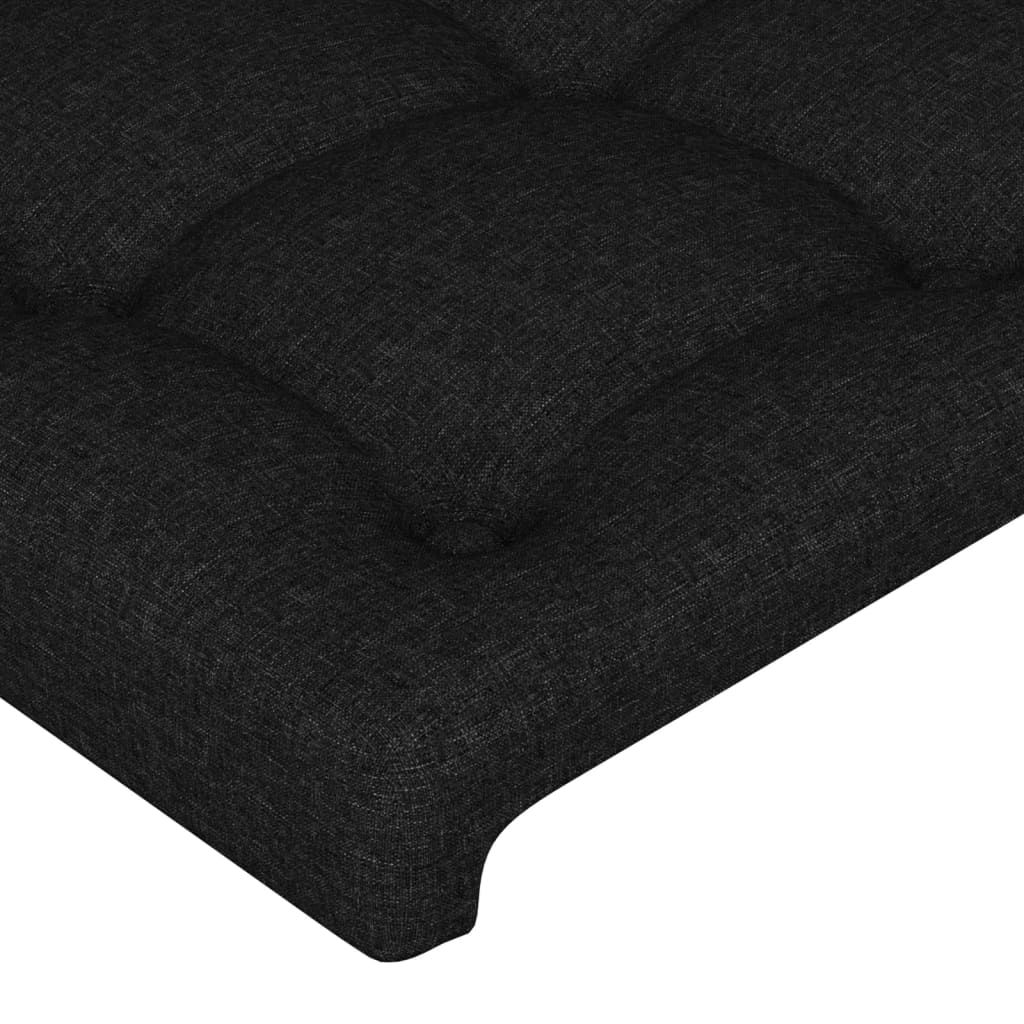 fekete szövet LED-es fejtámla 180x5x118/128 cm