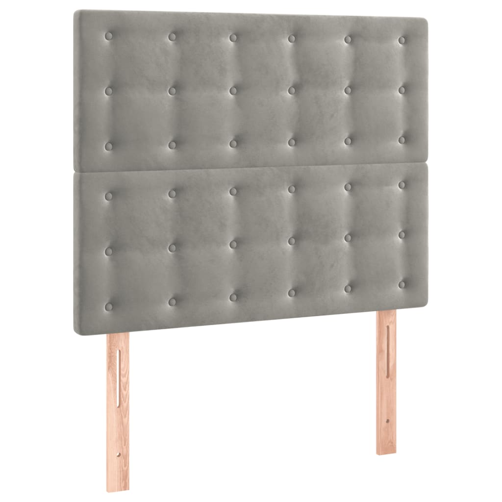 világosszürke bársony LED-es fejtámla 100x5x118/128 cm
