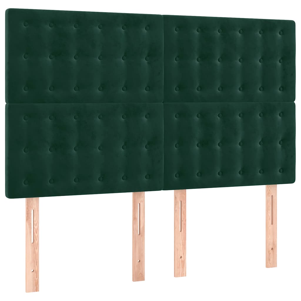 sötétzöld bársony LED-es fejtámla 144x5x118/128 cm