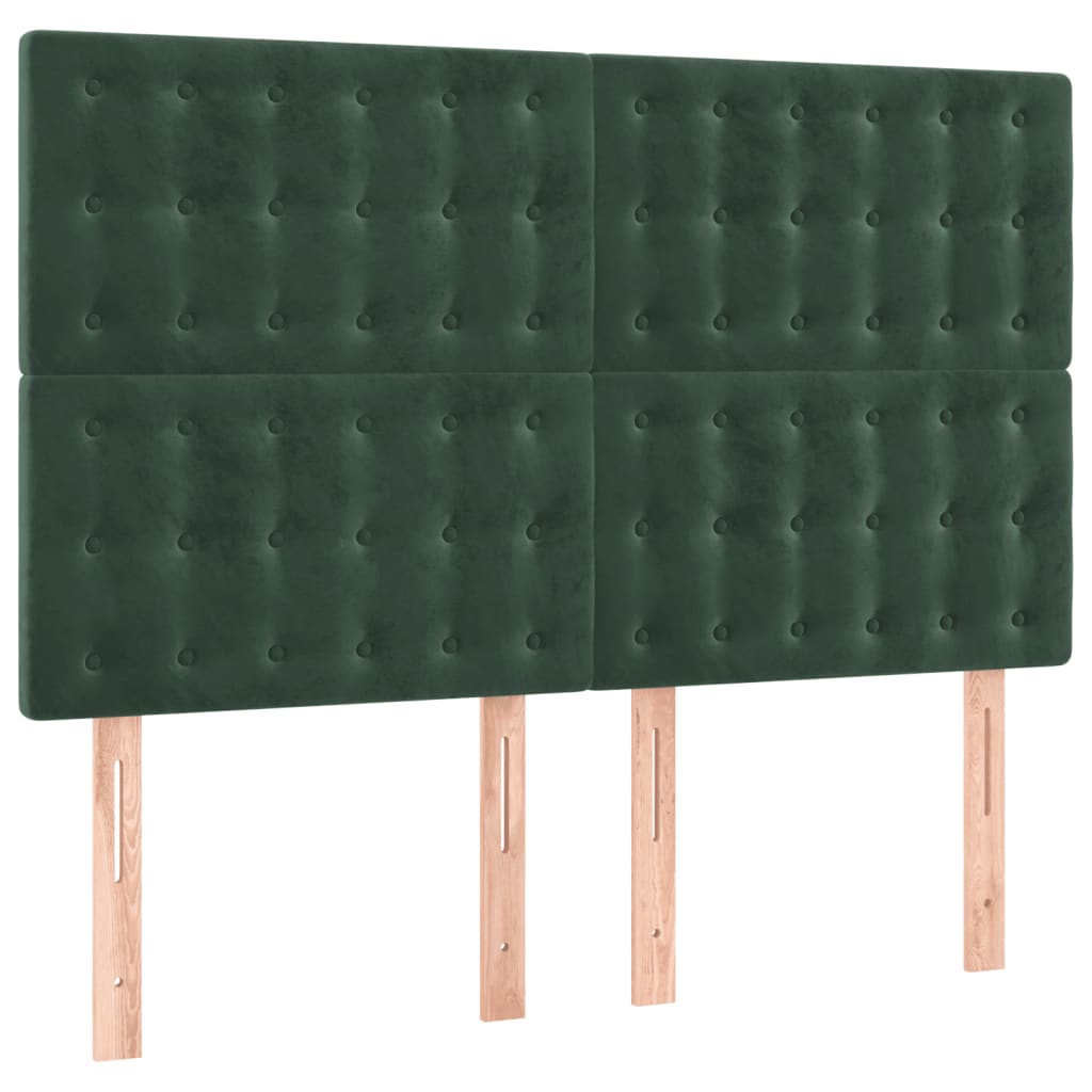 sötétzöld bársony LED-es fejtámla 144x5x118/128 cm
