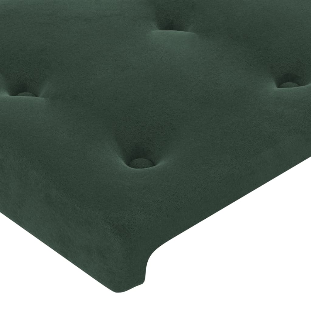 sötétzöld bársony LED-es fejtámla 144x5x118/128 cm