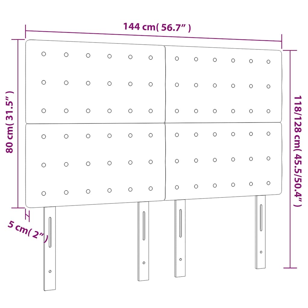 sötétzöld bársony LED-es fejtámla 144x5x118/128 cm