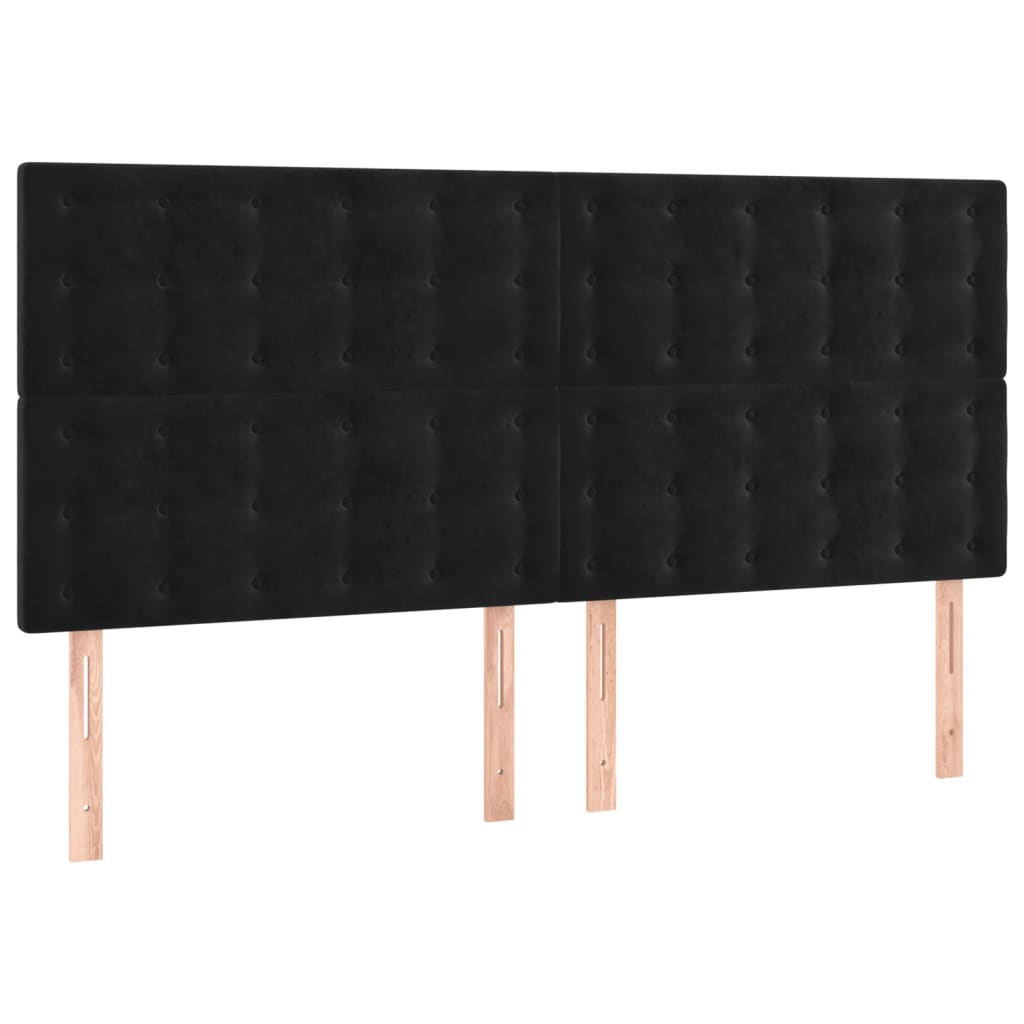 fekete bársony LED-es fejtámla 200x5x118/128 cm
