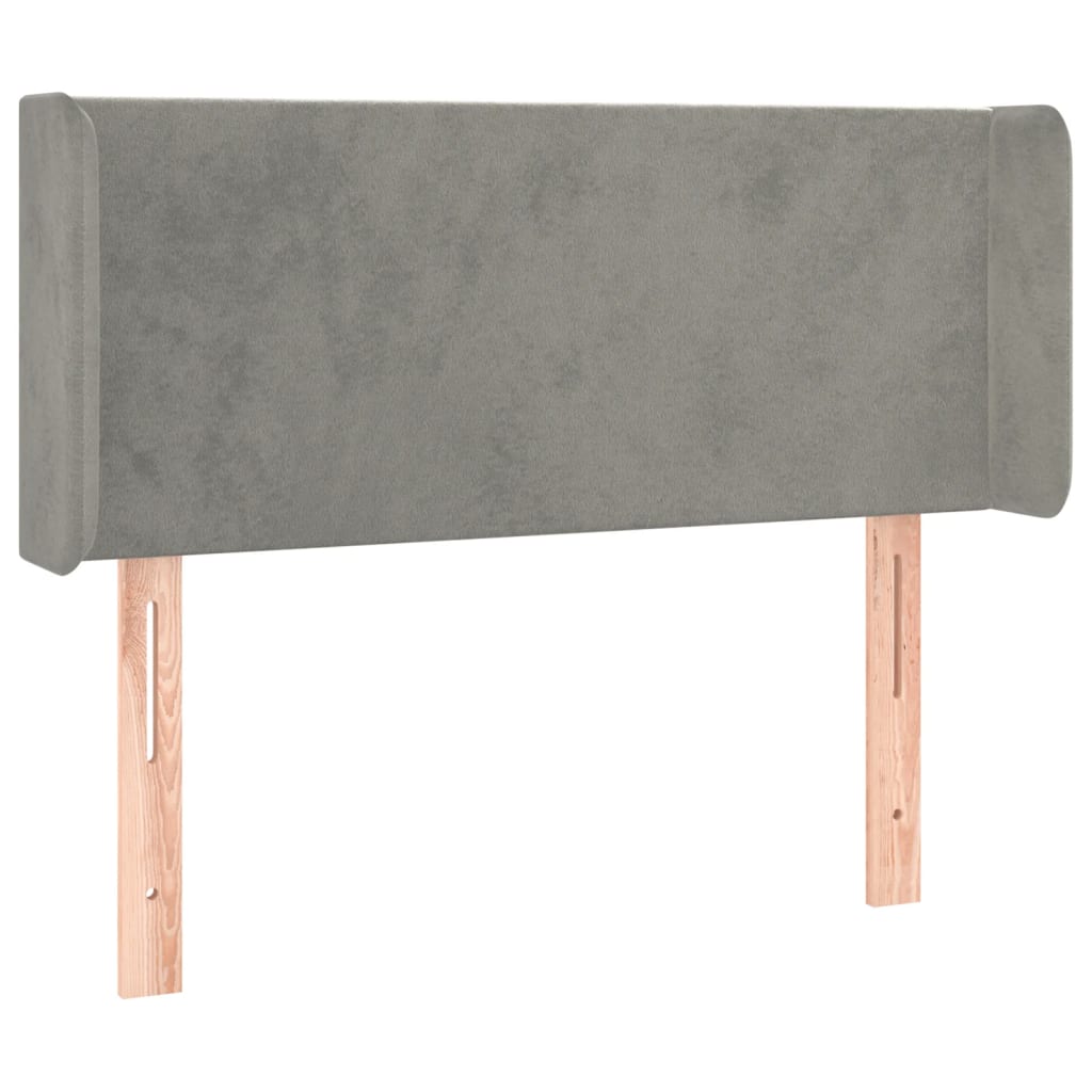 világosszürke bársony LED-es fejtámla 83 x 16 x 78/88 cm