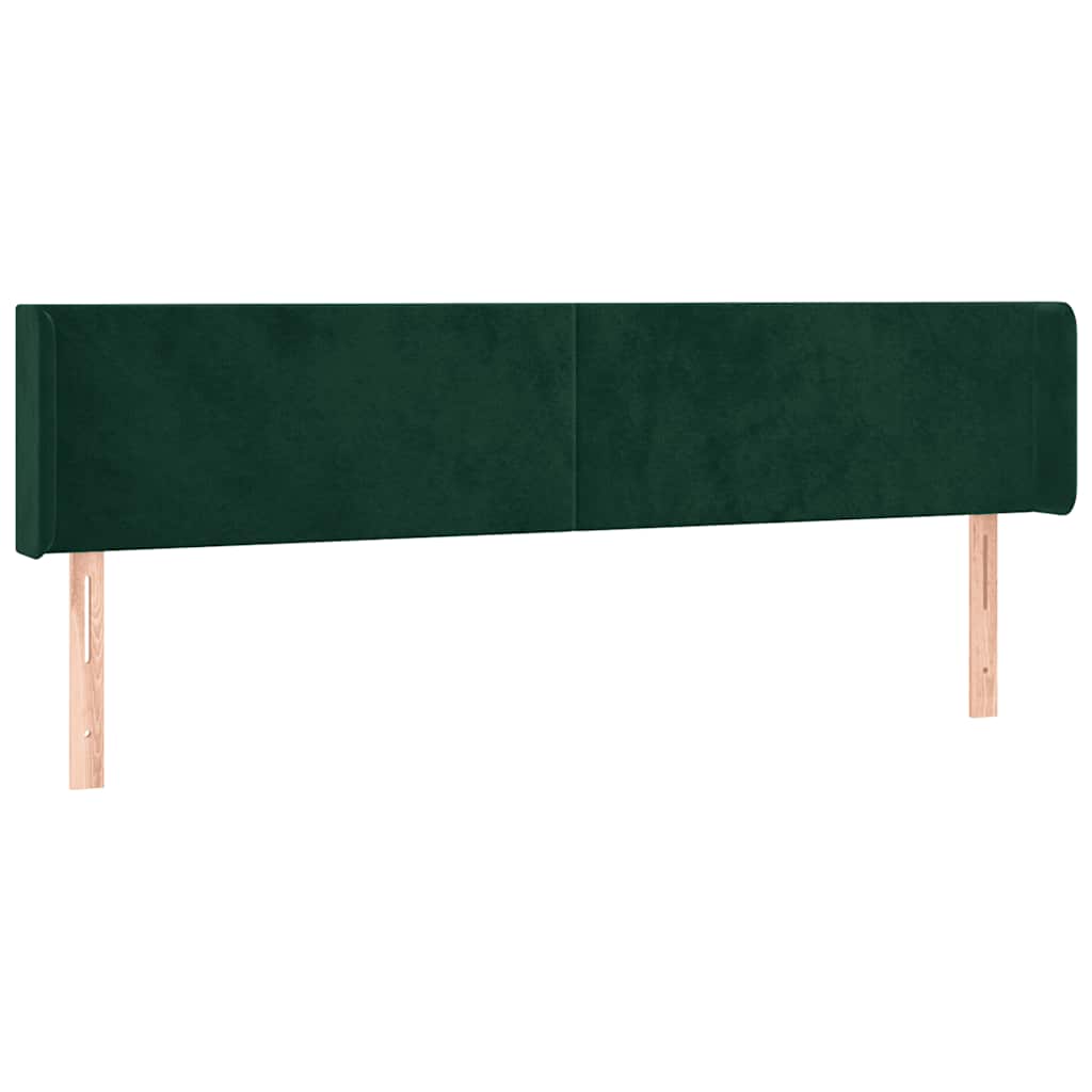 sötétzöld bársony LED-es fejtámla 163 x 16 x 78/88 cm