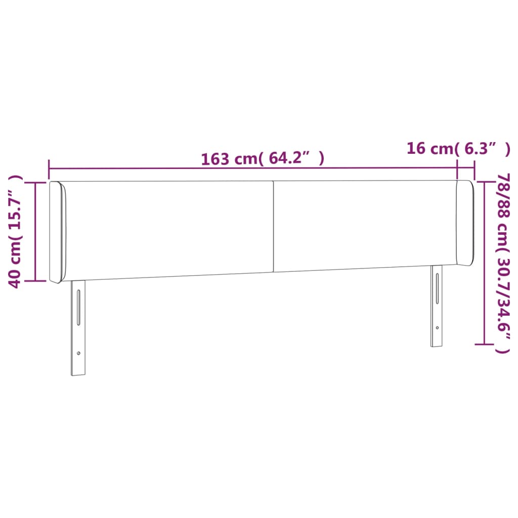 sötétzöld bársony LED-es fejtámla 163 x 16 x 78/88 cm