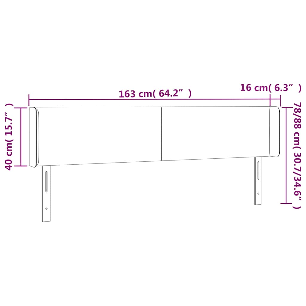 sötétzöld bársony LED-es fejtámla 163 x 16 x 78/88 cm
