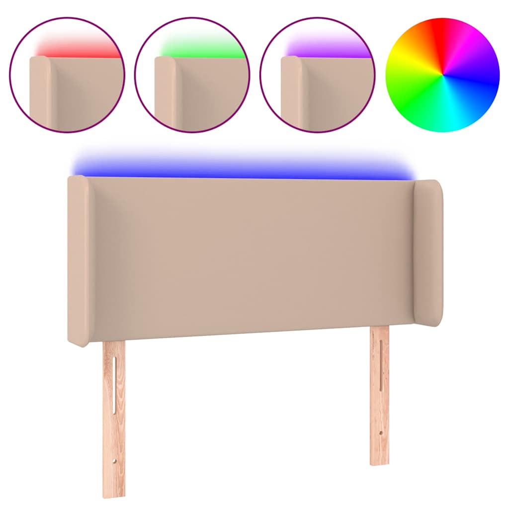fekete műbőr LED-es fejtámla 93x16x78/88 cm