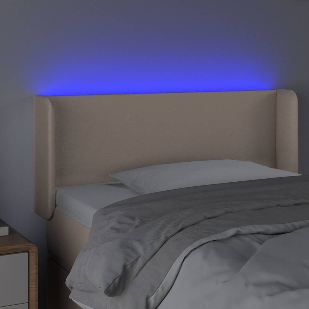fekete műbőr LED-es fejtámla 93x16x78/88 cm