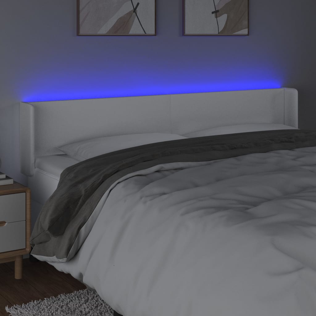 fehér műbőr LED-es fejtámla 163x16x78/88 cm
