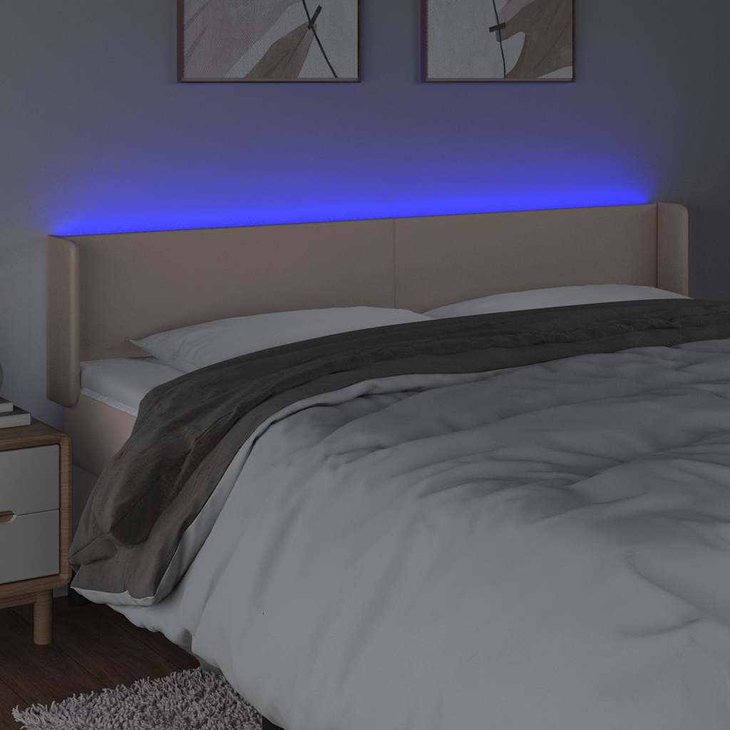 cappuccino színű műbőr LED-es fejtámla 163x16x78/88 cm