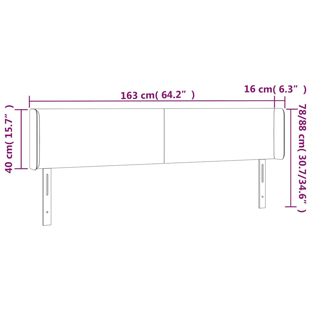 cappuccino színű műbőr LED-es fejtámla 163x16x78/88 cm