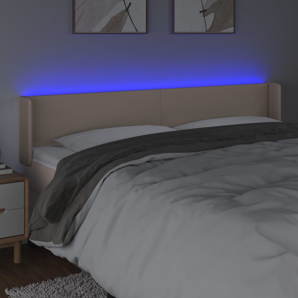 cappuccino színű műbőr LED-es fejtámla 203x16x78/88 cm