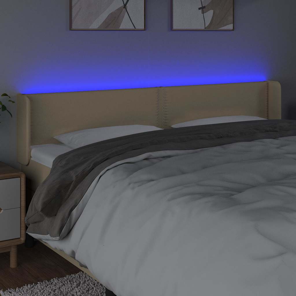 krémszínű szövet LED-es fejtámla 203 x 16 x 78/88 cm