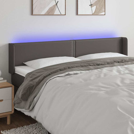 szürke bársony LED-es fejtámla 203x16x78/88 cm
