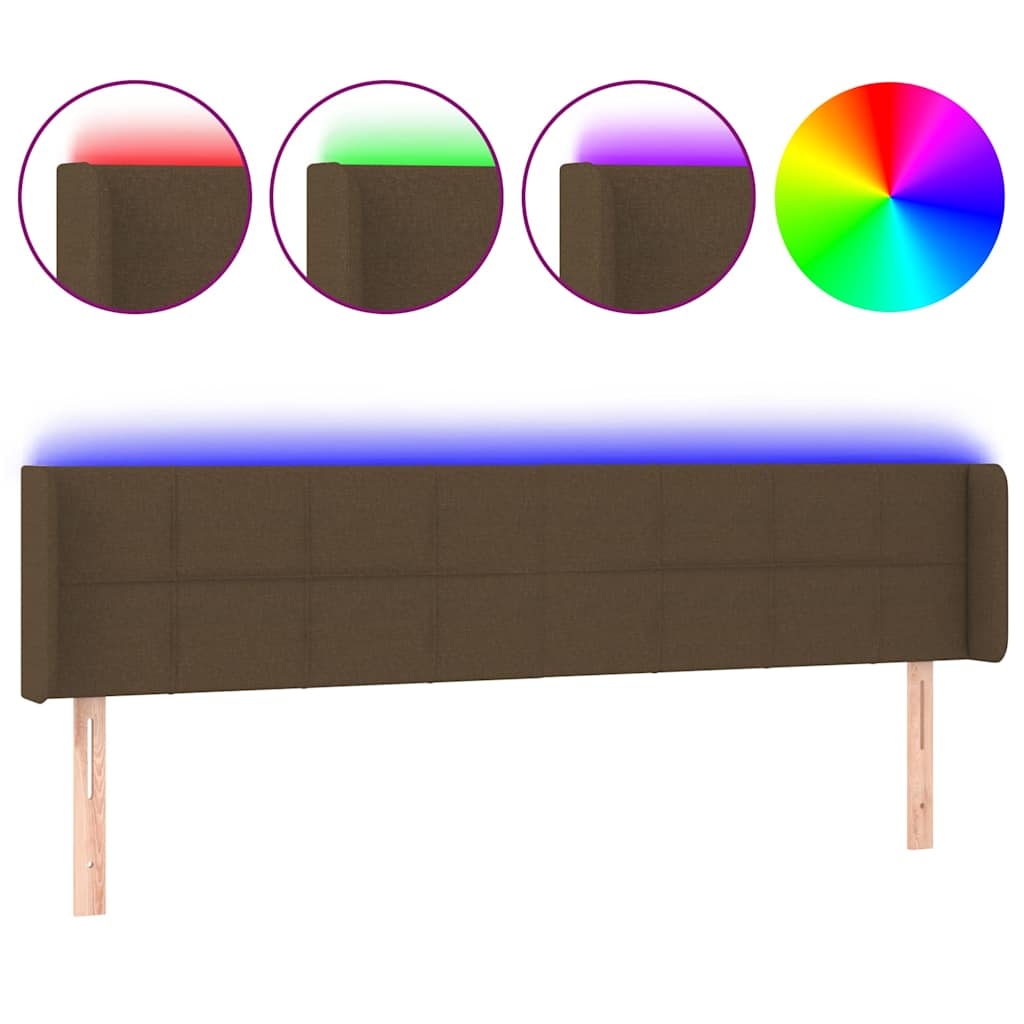 sötétbarna szövet LED-es fejtámla 163 x 16 x 78/88 cm