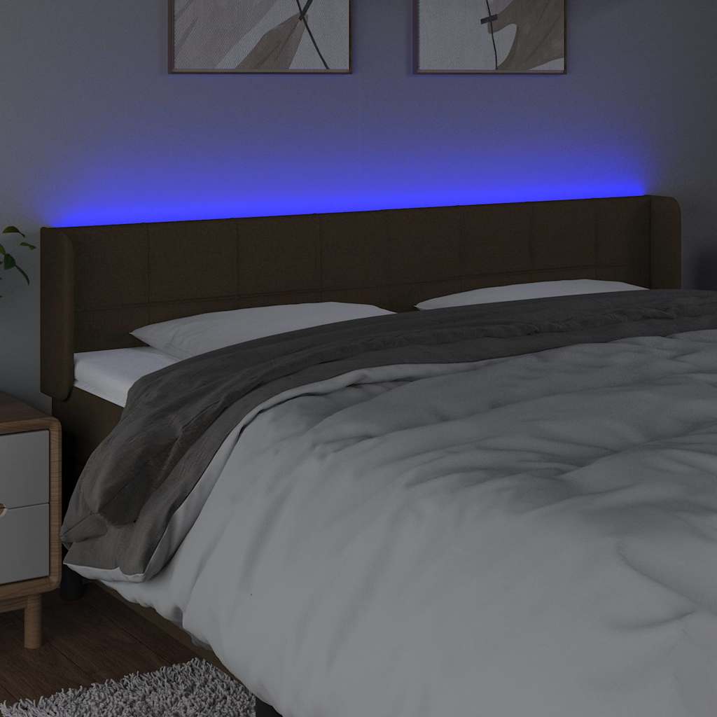 sötétbarna szövet LED-es fejtámla 163 x 16 x 78/88 cm