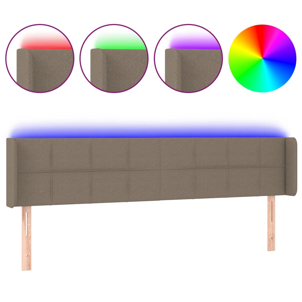 tópszínű szövet LED-es fejtámla 163 x 16 x 78/88 cm