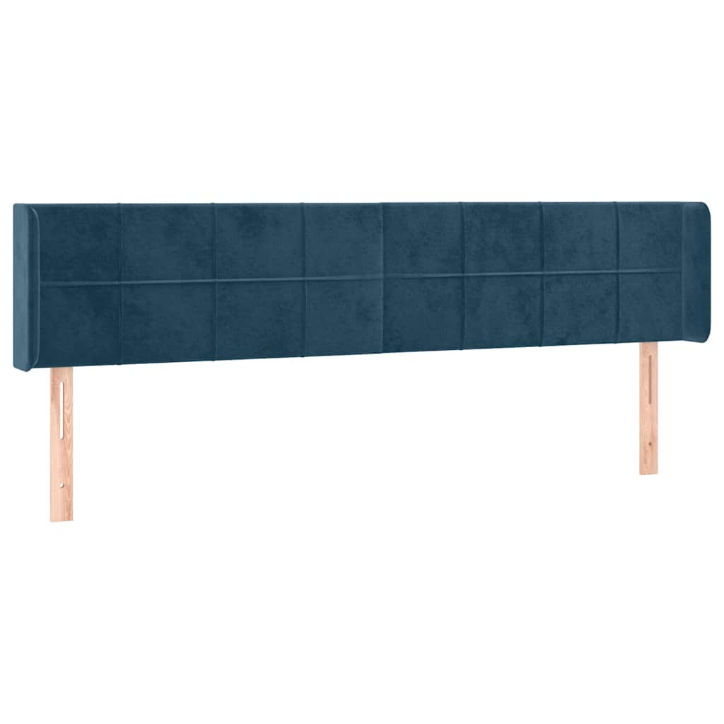 sötétkék bársony LED-es fejtámla 163 x 16 x 78/88 cm