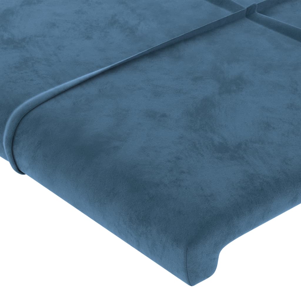sötétkék bársony LED-es fejtámla 163 x 16 x 78/88 cm