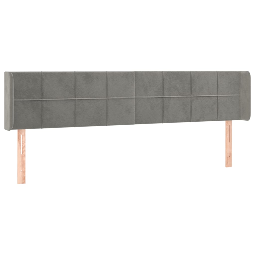világosszürke bársony LED-es fejtámla 203 x 16 x 78/88 cm