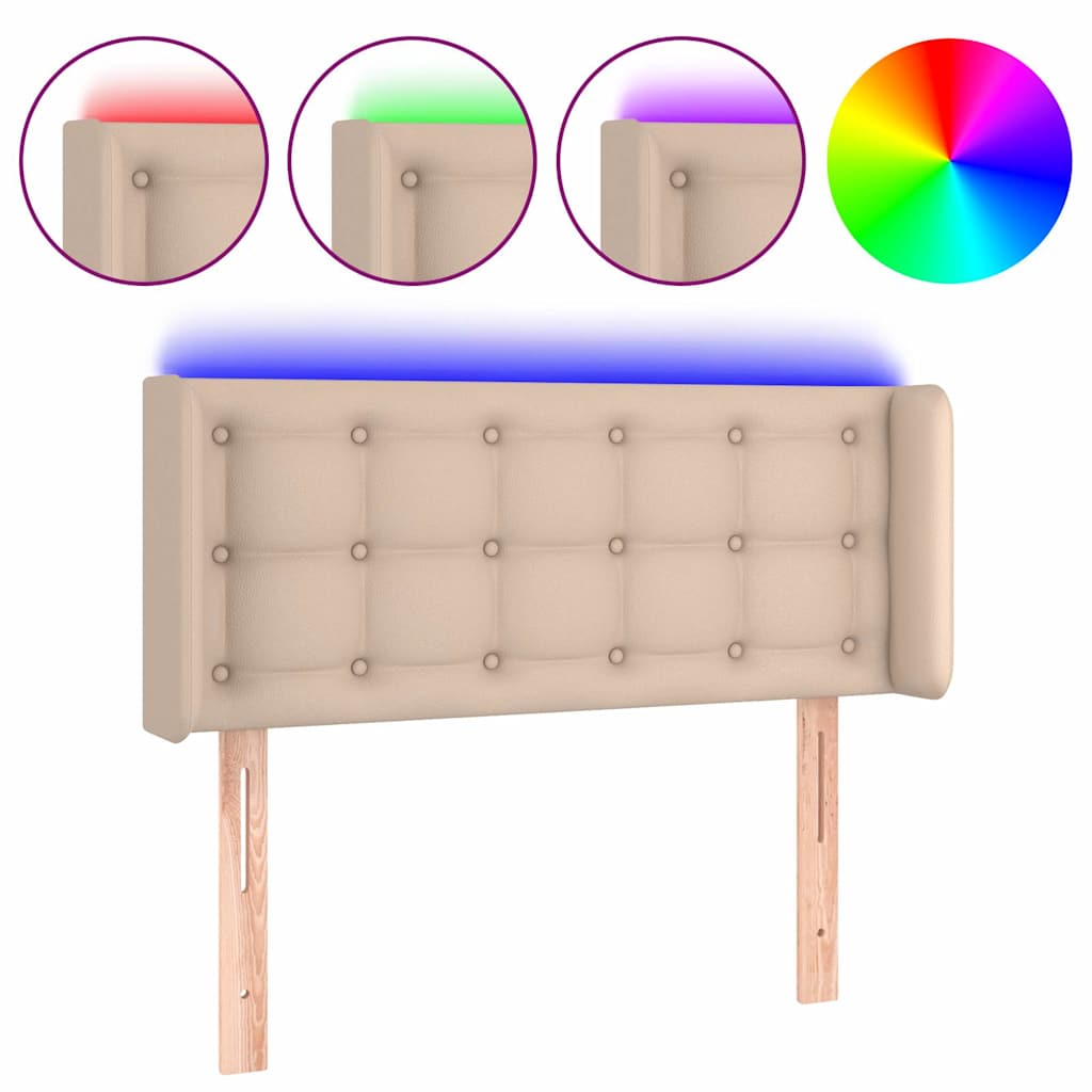 fekete műbőr LED-es fejtámla 83x16x78/88 cm