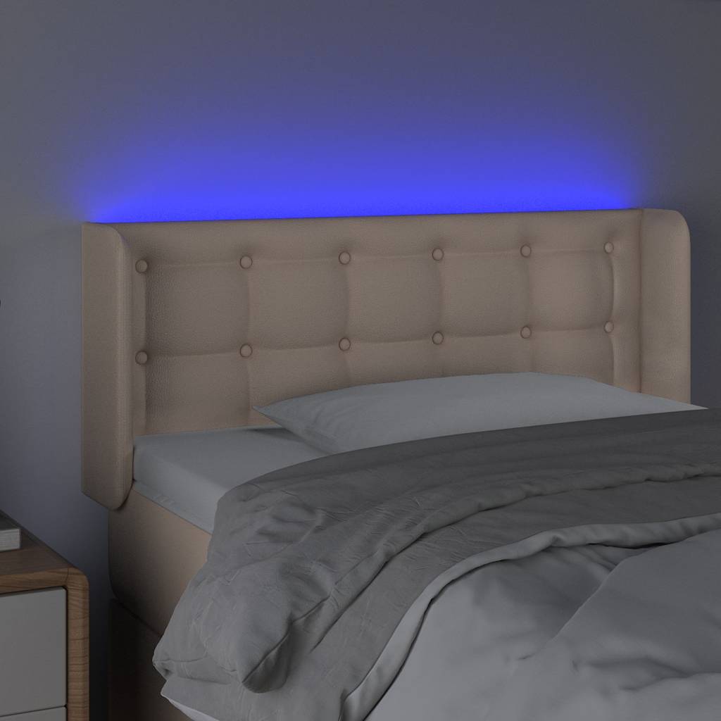 fekete műbőr LED-es fejtámla 83x16x78/88 cm