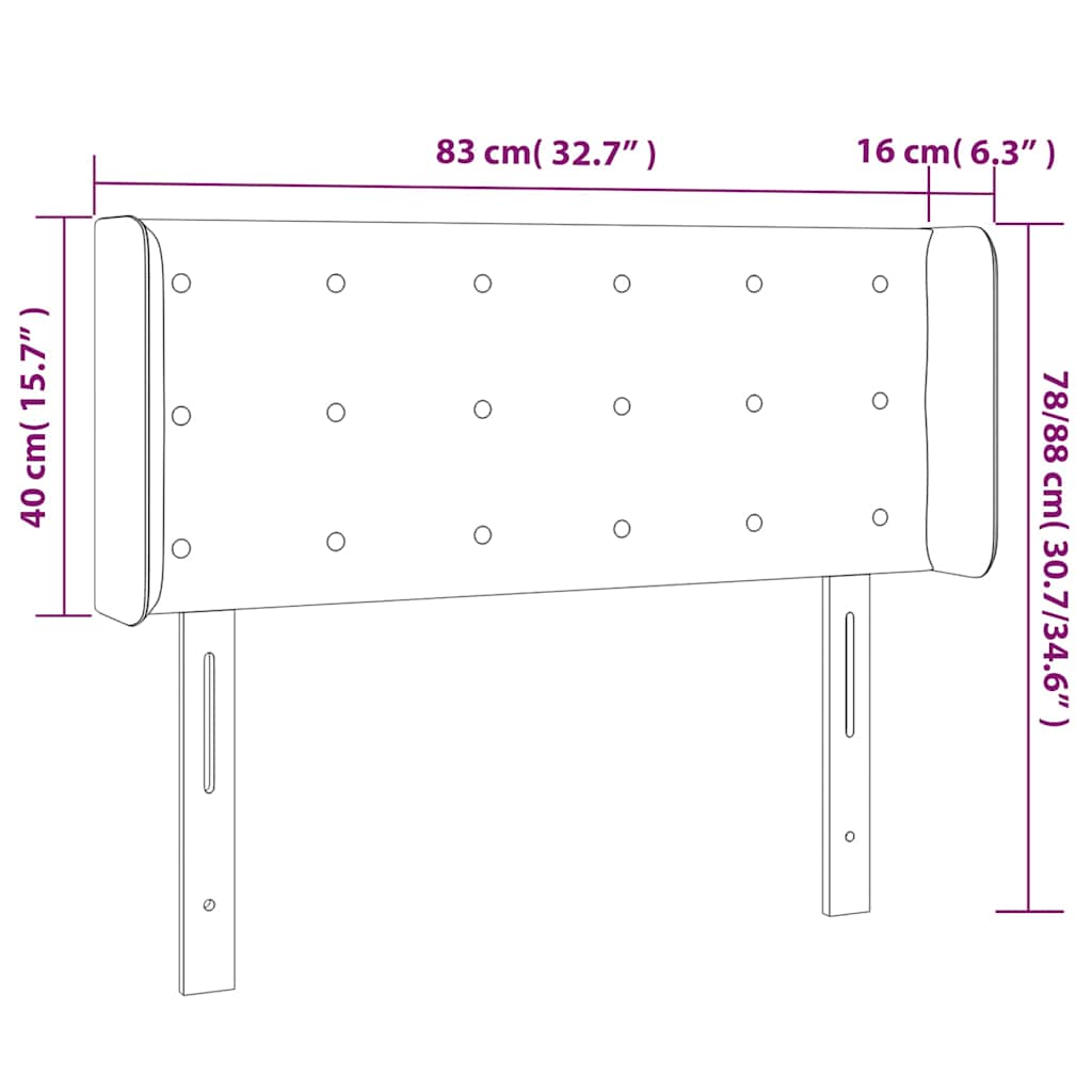 fekete műbőr LED-es fejtámla 83x16x78/88 cm