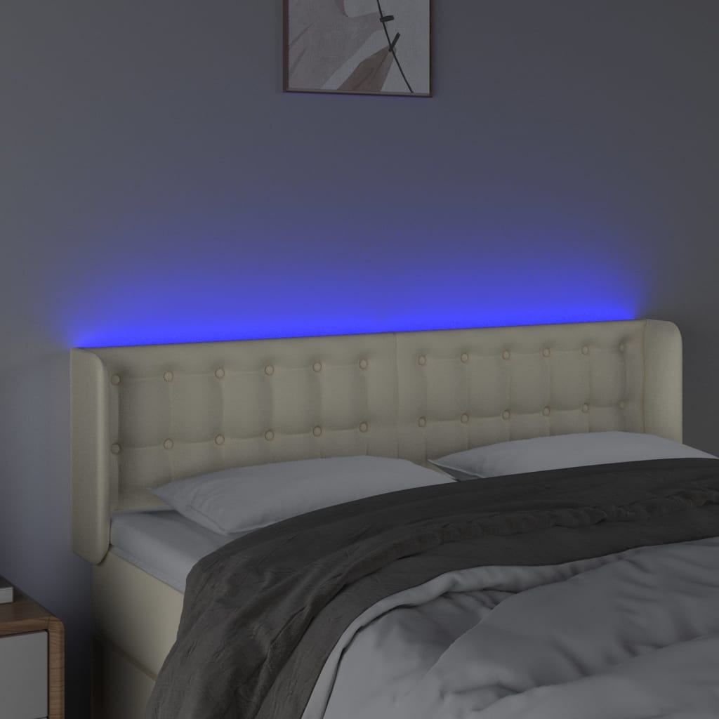 krémszínű műbőr LED-es fejtámla 147 x 16 x 78/88 cm