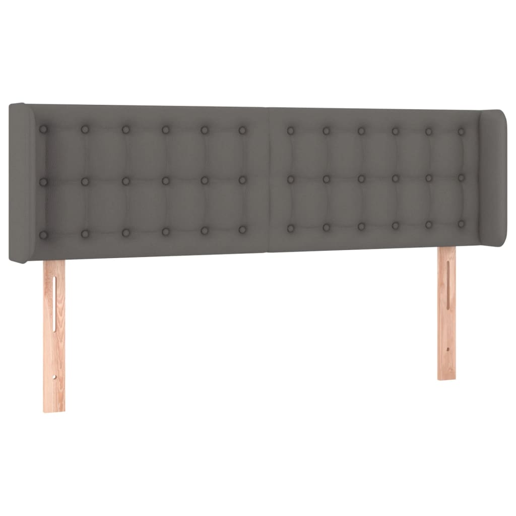 szürke műbőr LED-es fejtámla szárnyakkal 147x16x78/88 cm