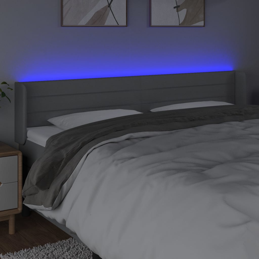 világosszürke szövet LED-es fejtámla 163 x 16 x 78/88 cm