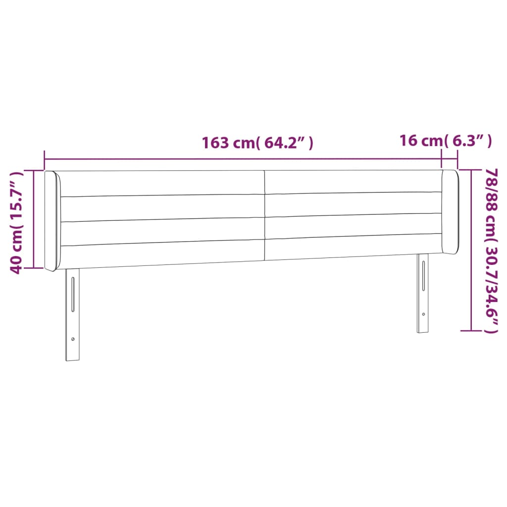 világosszürke szövet LED-es fejtámla 163 x 16 x 78/88 cm