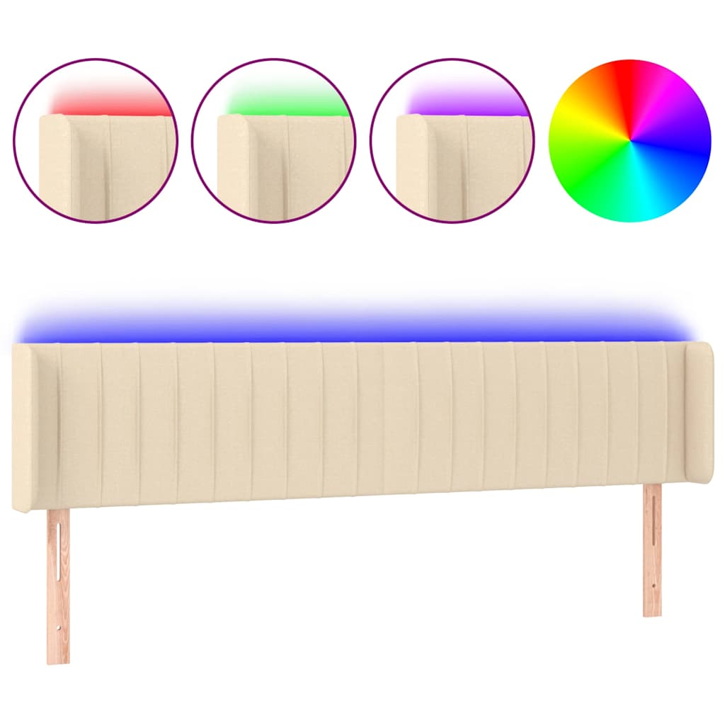 krémszínű szövet LED-es fejtámla 183 x 16 x 78/88 cm