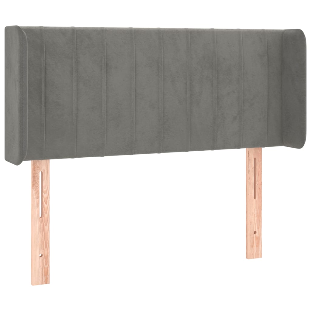 világosszürke bársony LED-es fejtámla 93 x 16 x 78/88 cm