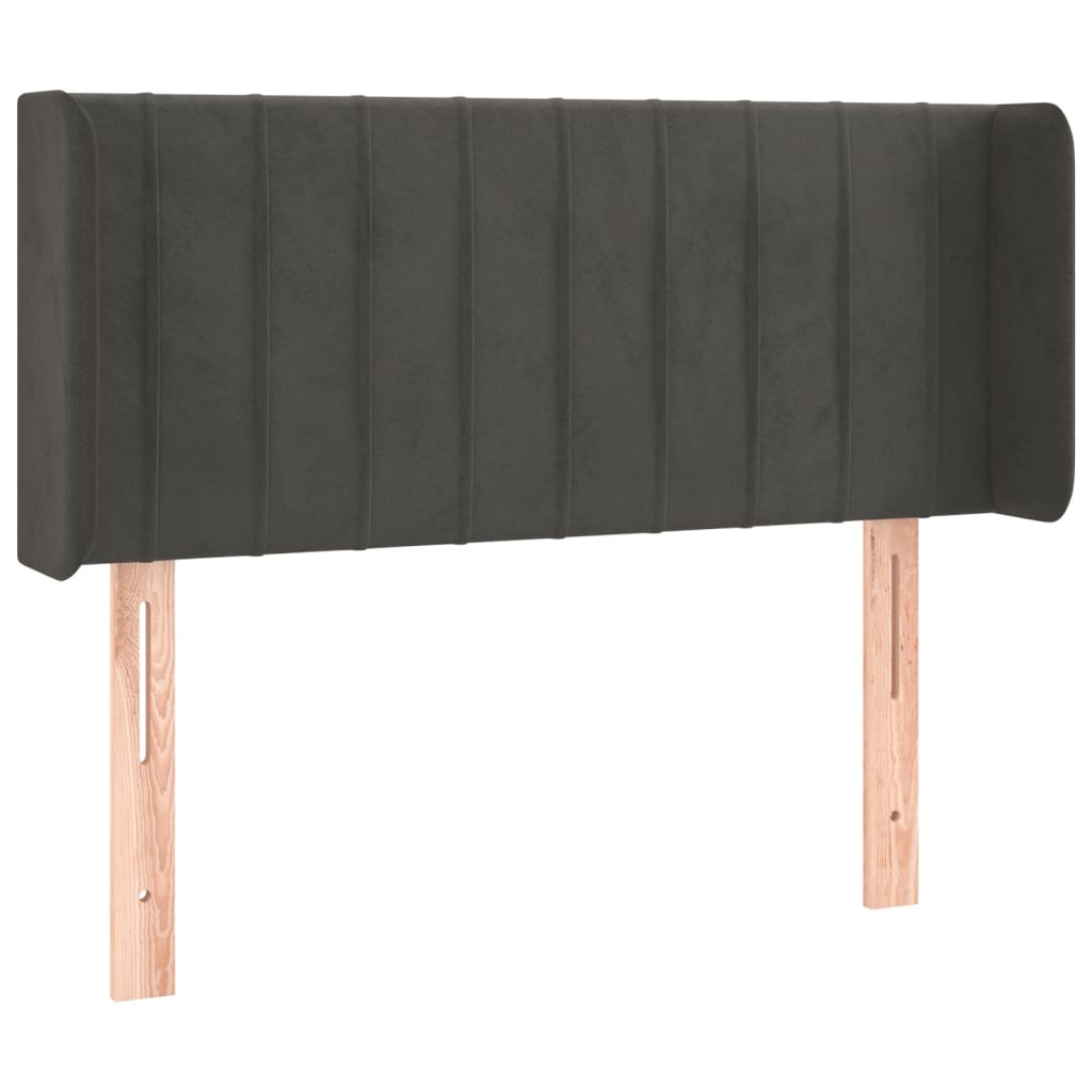 sötétszürke bársony LED-es fejtámla 93 x 16 x 78/88 cm