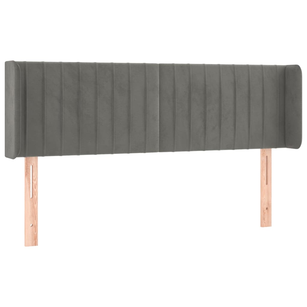 világosszürke bársony LED-es fejtámla 147 x 16 x 78/88 cm