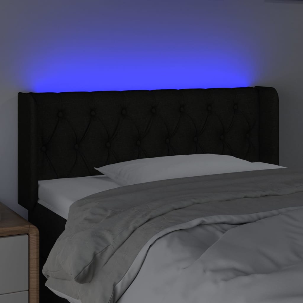 fekete szövet LED-es fejtámla 103 x 16 x 78/88 cm