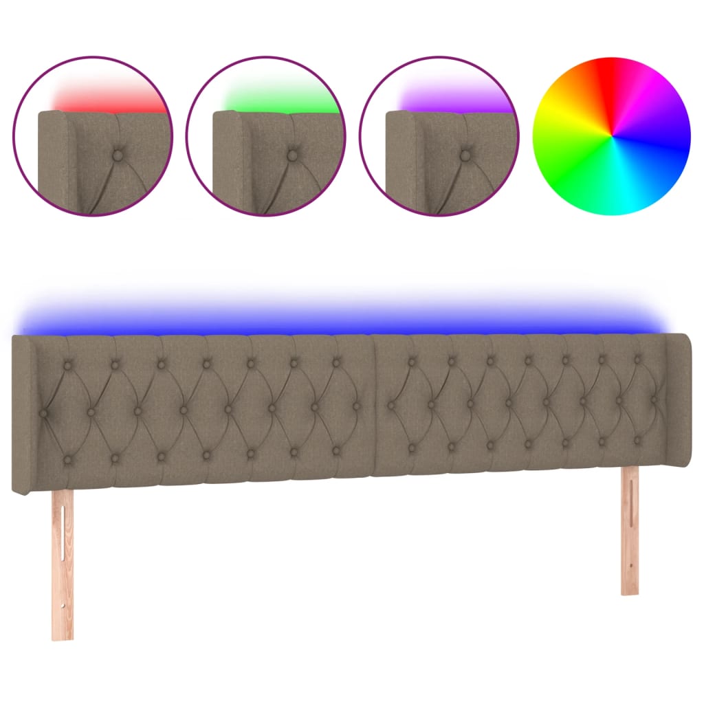tópszínű szövet LED-es fejtámla 203 x 16 x 78/88 cm