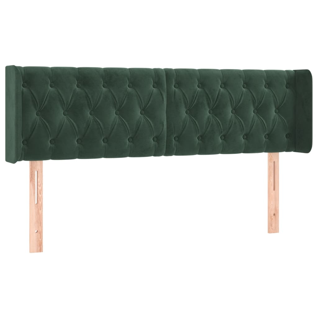 sötétzöld bársony LED-es fejtámla 147 x 16 x 78/88 cm