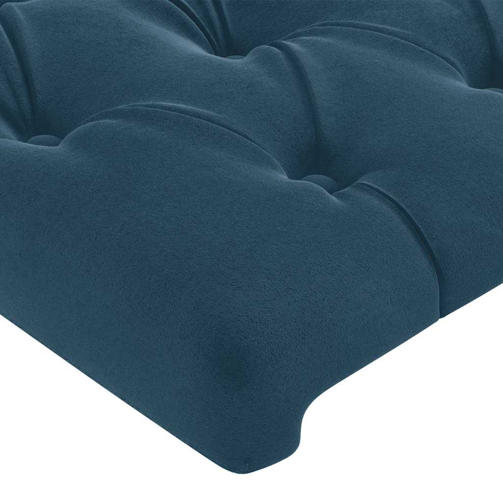 sötétkék bársony LED-es fejtámla 183 x 16 x 78/88 cm