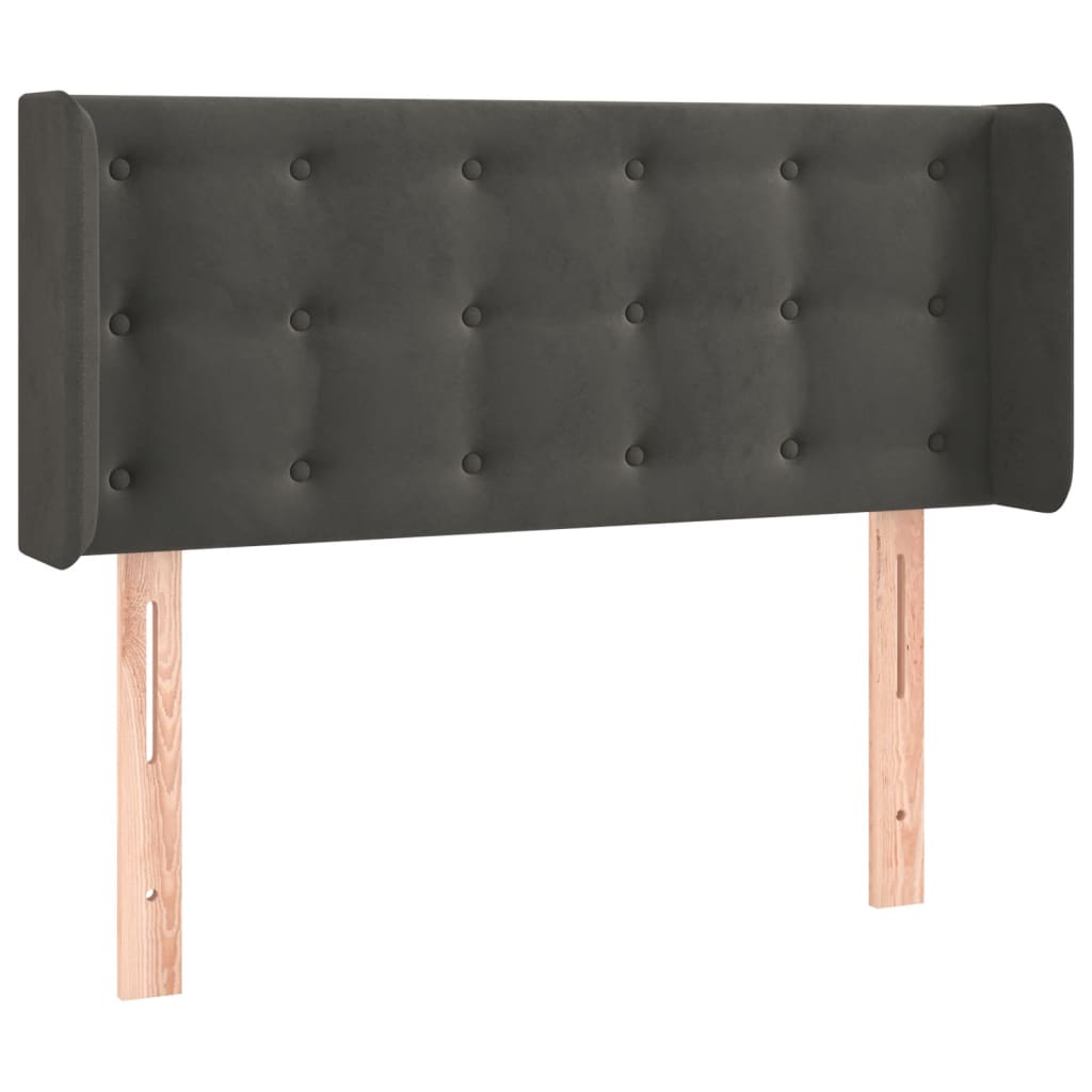 sötétszürke bársony LED-es fejtámla 83 x 16 x 78/88 cm