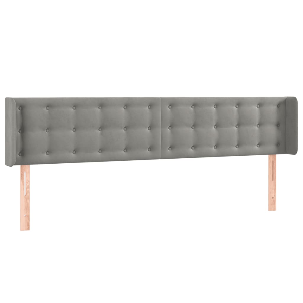 világosszürke bársony LED-es fejtámla 183 x 16 x 78/88 cm