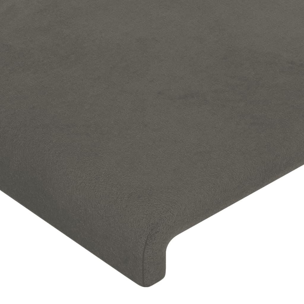 sötétszürke bársony LED-es fejtámla 147x16x118/128 cm
