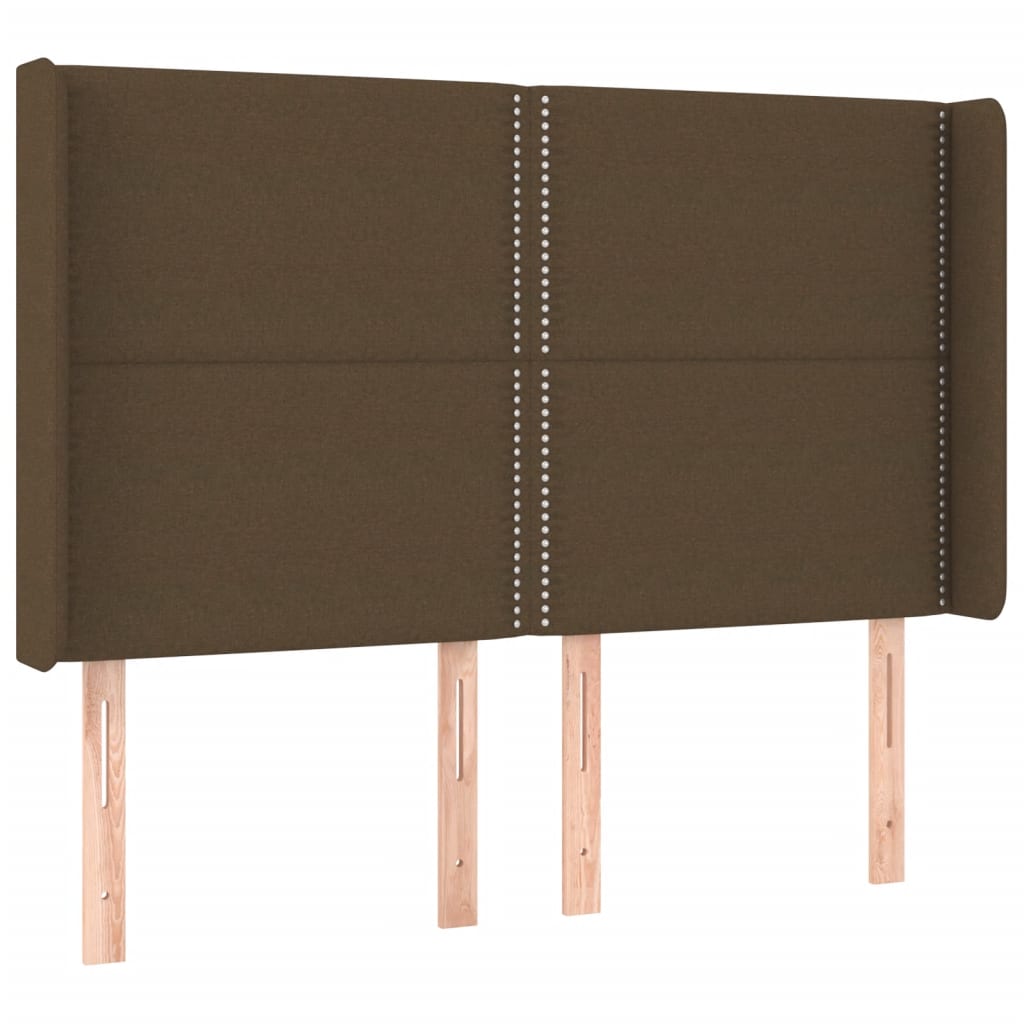 sötétbarna szövet LED-es fejtámla 147x16x118/128 cm