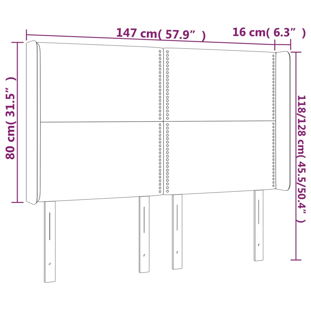 sötétbarna szövet LED-es fejtámla 147x16x118/128 cm